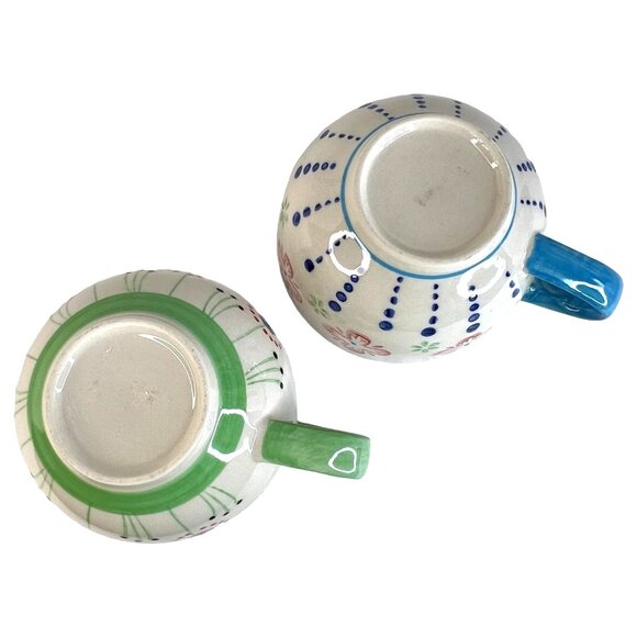 Set Of 2 Hand Painted Ceramic Mugs With Floral Patterns 12oz Anthropologie Style - Picture 11 of 11